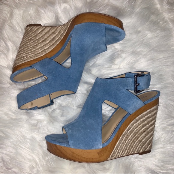 Michael Kors Shoes - MK Blue Suede Wedges